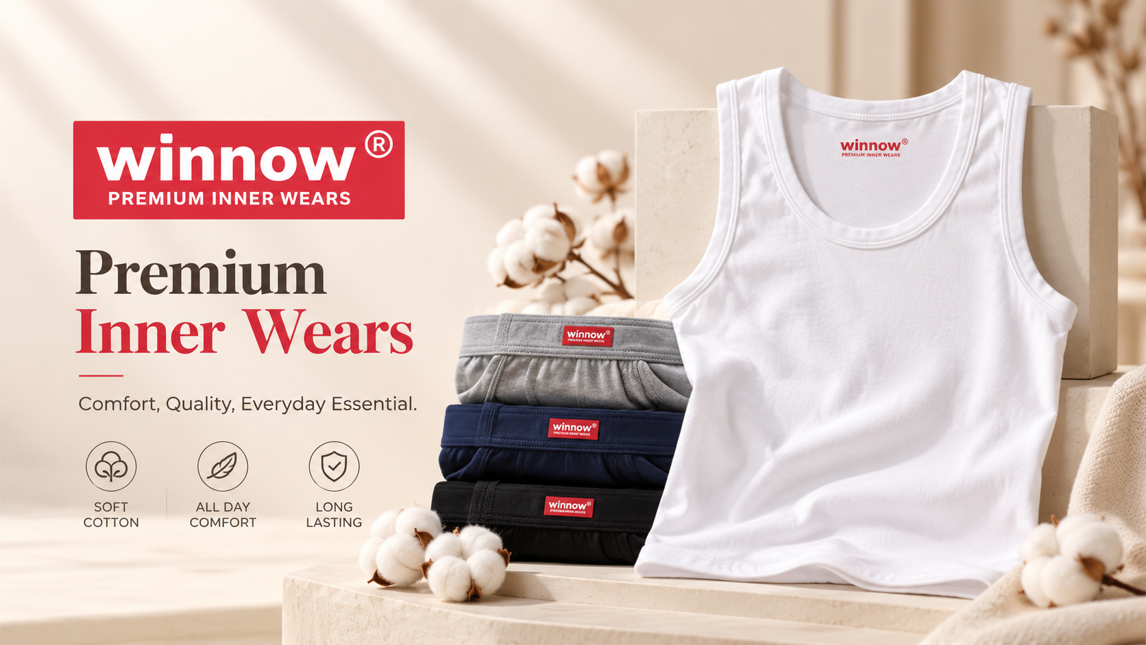 WINNOW premium men’s vest and innerwear collection